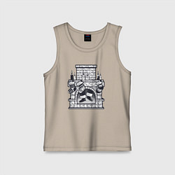 Майка детская хлопок Санта в камине, цвет: миндальный