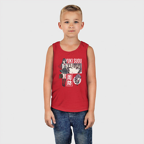 Детская майка Юки Суо - Аля иногда кокетничает со мной по-русски / Красный – фото 5