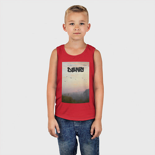 Детская майка Denis птицы в небе / Красный – фото 5