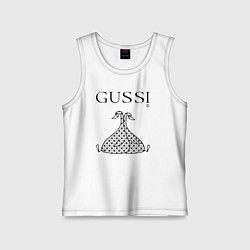 Майка детская хлопок Гусси черный - два гуся, цвет: белый