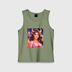 Майка детская хлопок Телец девушка, цвет: авокадо