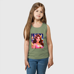 Майка детская хлопок Телец девушка, цвет: авокадо — фото 2