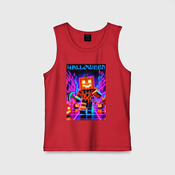 Майка детская хлопок Halloween is coming - neon glow collaboration, цвет: красный