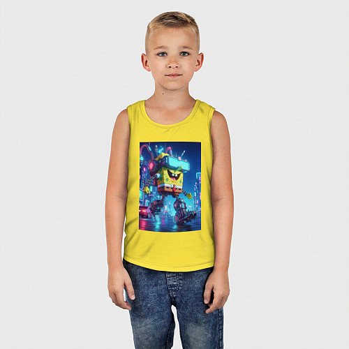 Детская майка Cyber Sponge Bob - neon glow fantasy / Желтый – фото 5