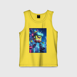 Майка детская хлопок Cyber Sponge Bob - neon glow fantasy, цвет: желтый