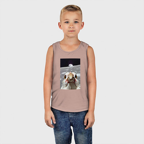 Детская майка Курица селфи на луне / Пыльно-розовый – фото 5