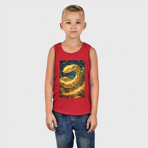 Детская майка Золотая змея / Красный – фото 5