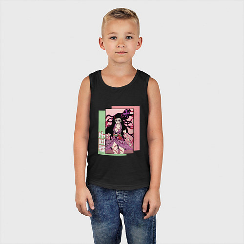 Детская майка Клинок рассекающий демонов Незуко Демон / Черный – фото 5