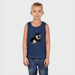 Майка детская хлопок Чешский крот в шоке от происходящего, цвет: тёмно-синий — фото 2
