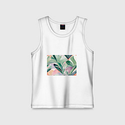 Майка детская хлопок Листья акварель, цвет: белый