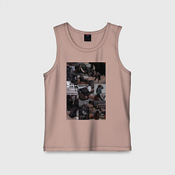 Майка детская хлопок Конный спорт коллаж, цвет: пыльно-розовый