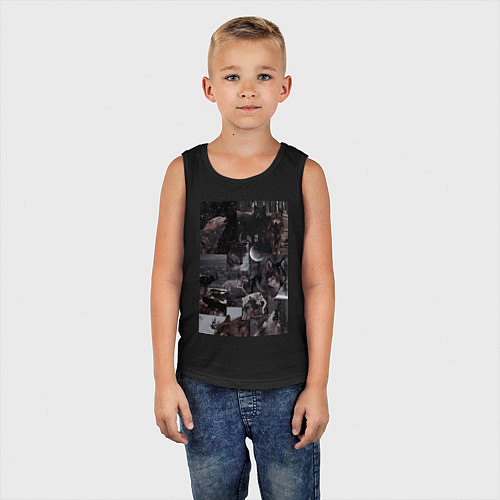 Детская майка Волки коллаж / Черный – фото 5