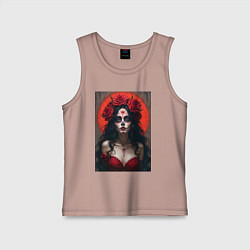 Майка детская хлопок Девушка с макияжем на день мертвых, цвет: пыльно-розовый