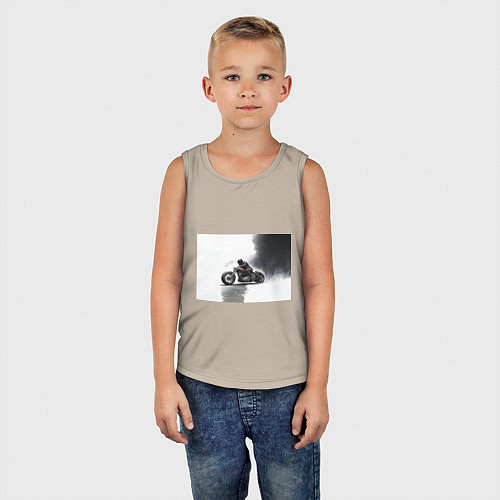 Детская майка Крутой байкер скетч / Миндальный – фото 5