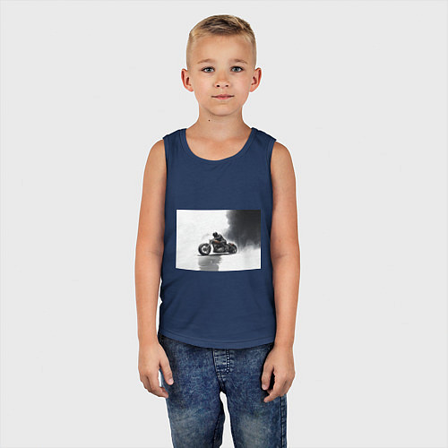 Детская майка Крутой байкер скетч / Тёмно-синий – фото 5