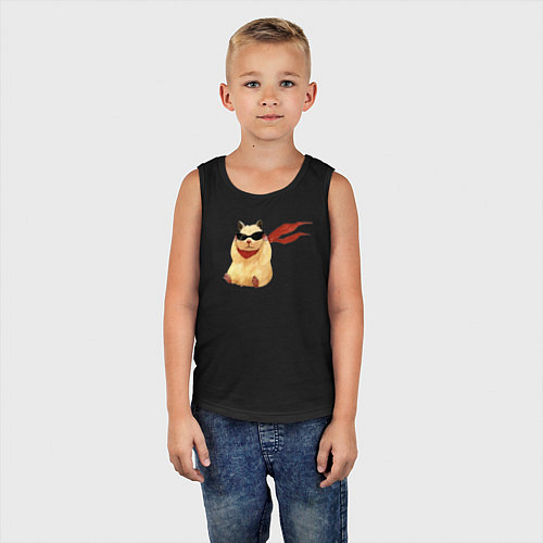 Детская майка Хомяк супергерой / Черный – фото 5