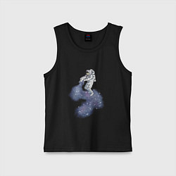 Майка детская хлопок Космонавт астронавт украшает футболку космосом, цвет: черный