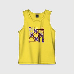 Майка детская хлопок Абстракция красно-синих линий, цвет: желтый