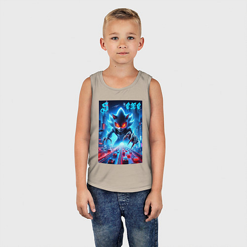 Детская майка Hedgehog in neon metropolis - ai art / Миндальный – фото 5