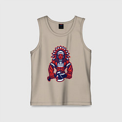 Майка детская хлопок Индеец с топором, цвет: миндальный