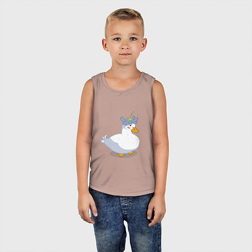 Детская майка Милая уточка гусь с цветочком на голове / Пыльно-розовый – фото 5