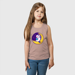 Майка детская хлопок Единорог читает на луне, цвет: пыльно-розовый — фото 2