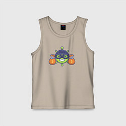 Майка детская хлопок Вирус грабитель, цвет: миндальный