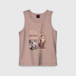 Майка детская хлопок Клинок рассекающий демонов Ренгоку мощь и скорость, цвет: пыльно-розовый