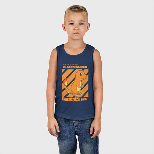Детская майка Покемоны Чармандер Charmander / Тёмно-синий – фото 5