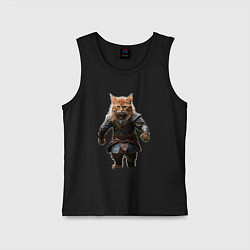 Майка детская хлопок Кот викинг, цвет: черный