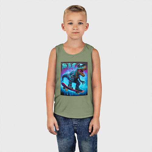 Детская майка Dude tyrannosaur on a skateboard - ai art / Авокадо – фото 5