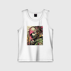 Майка детская хлопок Cyber girl in a respirator - ai art fantasy, цвет: белый