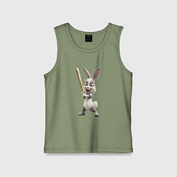 Майка детская хлопок Заяц спортивный, цвет: авокадо