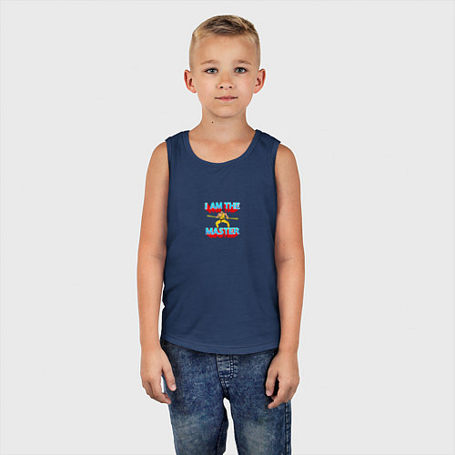 Детская майка I am the master / Тёмно-синий – фото 5