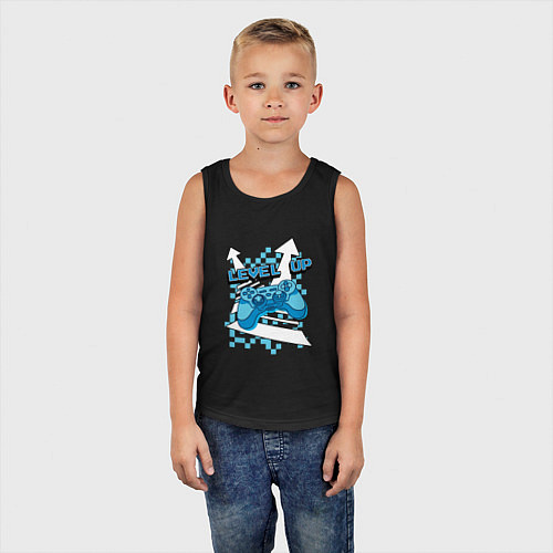 Детская майка Повышая уровень / Черный – фото 5