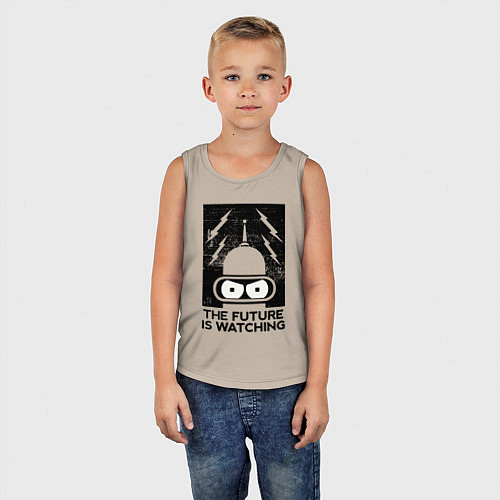 Детская майка Бендер - будущее наблюдает / Миндальный – фото 5