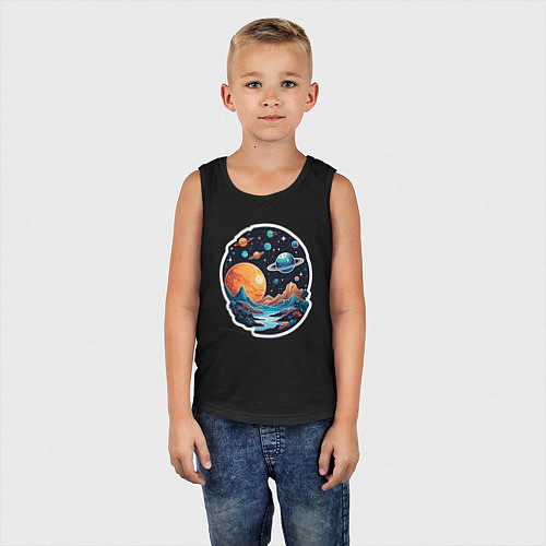 Детская майка Далеко в космосе планеты / Черный – фото 5