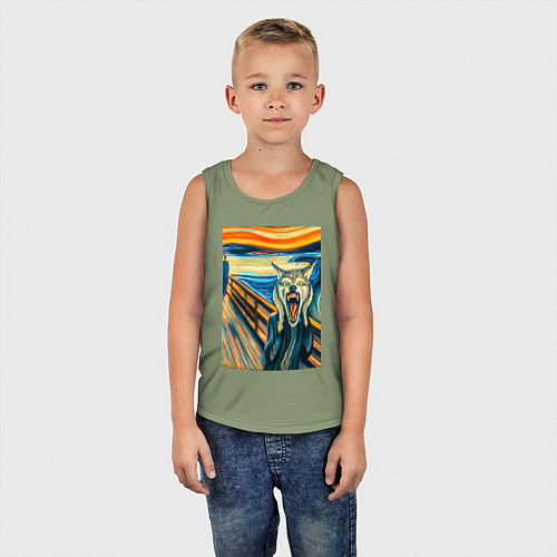 Детская майка Волк кричит на картине Эдварда Мунка - мем искусст / Авокадо – фото 5