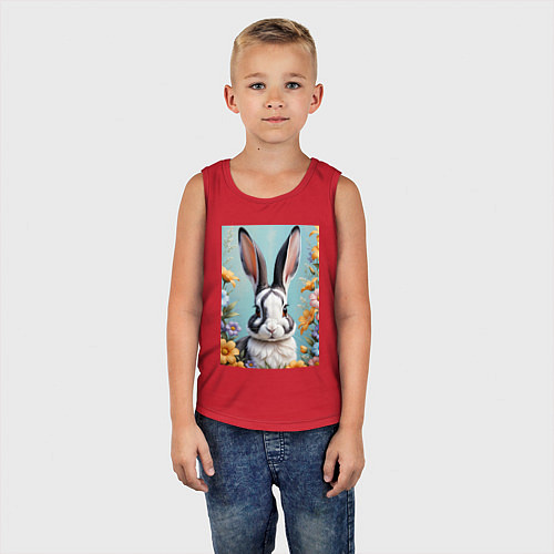 Детская майка Кролик в цветах / Красный – фото 5
