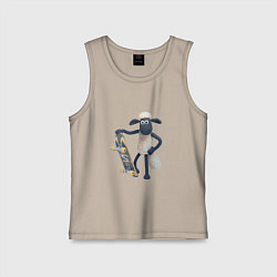 Майка детская хлопок Барашек Шон со скейтом, цвет: миндальный