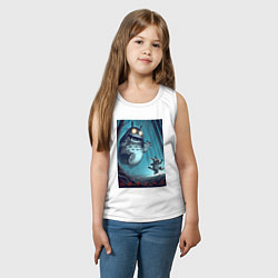 Майка детская хлопок Тоторо гонится за лесным длинноухим котом - хэллоу, цвет: белый — фото 2