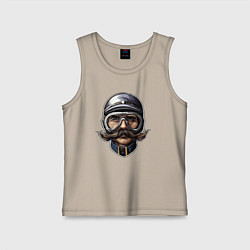 Майка детская хлопок Усы на скорости, цвет: миндальный