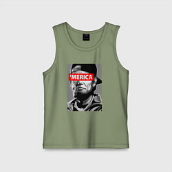 Майка детская хлопок Линкольн - Америка, цвет: авокадо