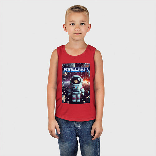 Детская майка Брюнетка в космосе - Майнкрафт фантазия / Красный – фото 5
