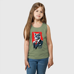 Майка детская хлопок Кот джентльмен с голубыми глазами - мем, цвет: авокадо — фото 2