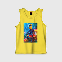 Майка детская хлопок Барт Симпсон сидит на сказочном грибе - нейроарт ф, цвет: желтый