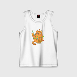 Майка детская хлопок Кот хоба - Новый год, цвет: белый