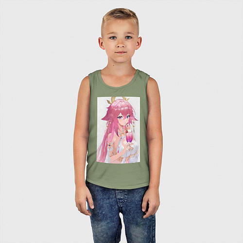 Детская майка Genshin Impact Яэ Мико / Авокадо – фото 5