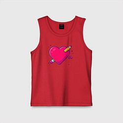 Майка детская хлопок Сердечко и карандаш, цвет: красный