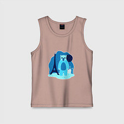 Майка детская хлопок Медведь в Париже, цвет: пыльно-розовый